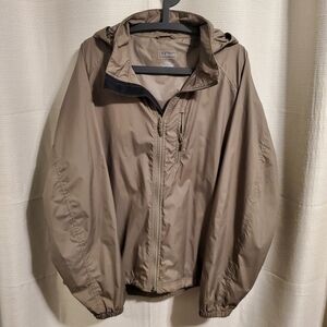L.L. Bean Men's Hooded Light Brown Tan Windbreaker Jacket